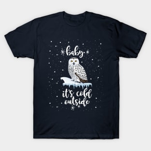 Winter nights snowy owl, winter forest in the nights, perfect for natura T-Shirt